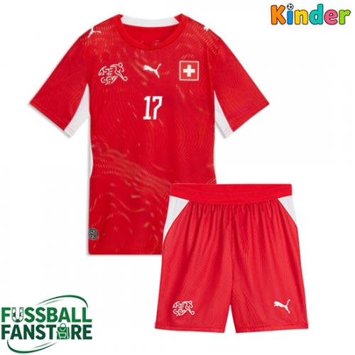 Schweiz Ruben Vargas #17 Replik Heimtrikot Kinder WM 2026 Kurzarm (+ Kurze Hosen)